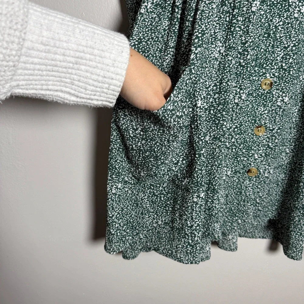 Princess Polly Womens Mini Shirt Dress 6 Green Floral Button Up Brunch‎ Flowy - Picture 7 of 10